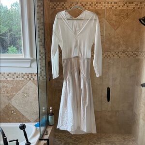Vince White Long Sleeve Dress